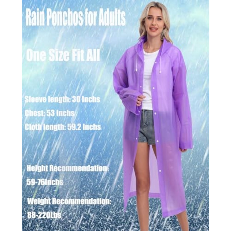 2-Pack Reusable Rain Ponchos f - Emergency Poncho Rain บทวิจารณ์และราคา