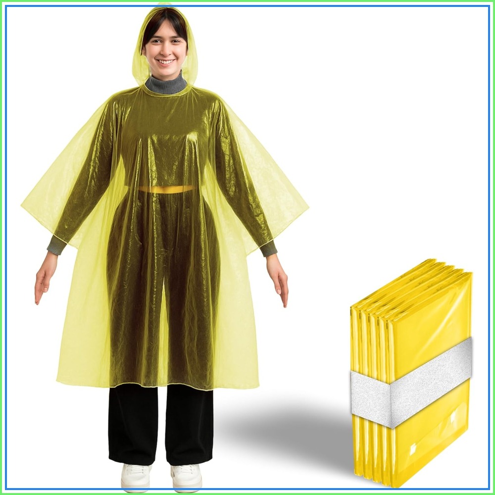 Disposable Yellow Rain Ponchos - Emergency Poncho Rain บทวิจารณ์และราคา