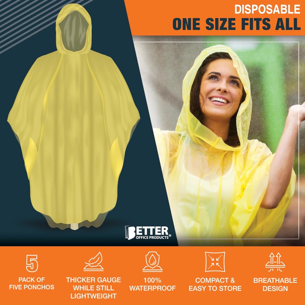 Disposable Yellow Rain Ponchos - Emergency Poncho Rain บทวิจารณ์และราคา