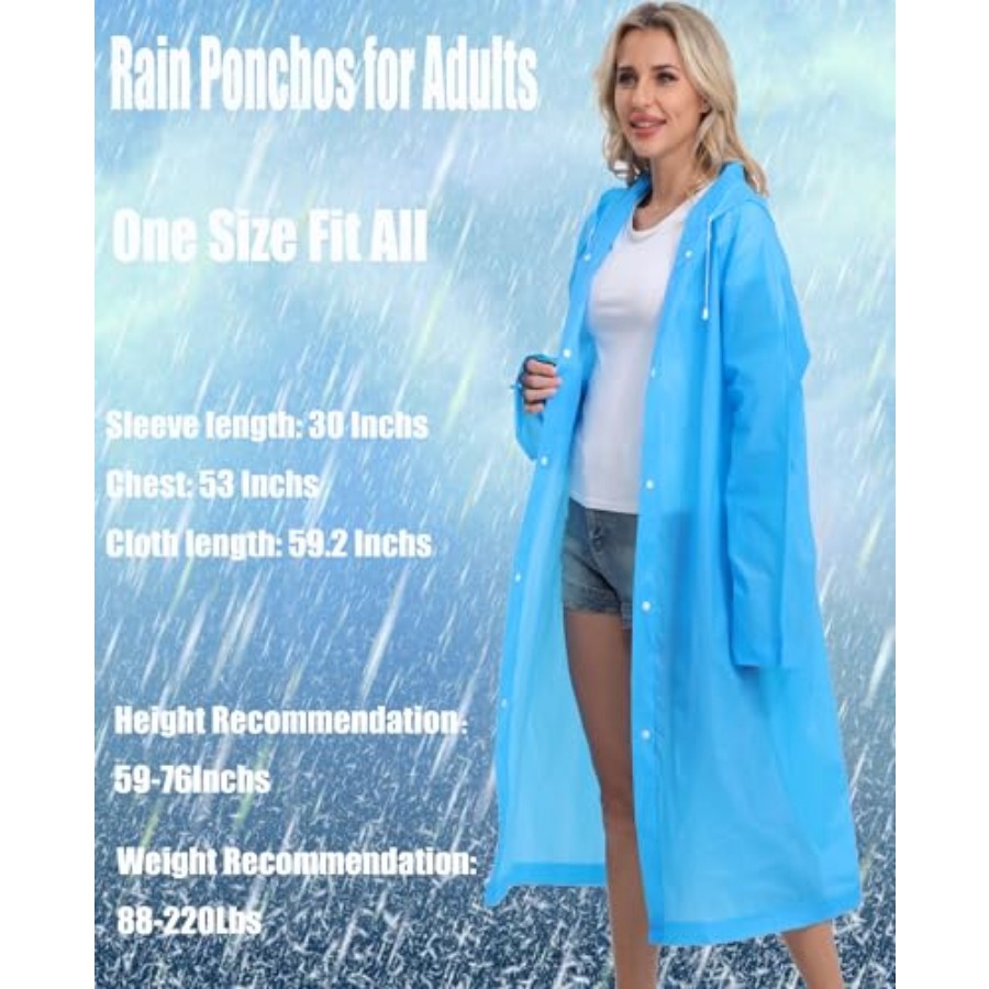 2-Pack Reusable Rain Ponchos f - Emergency Poncho Rain บทวิจารณ์และราคา