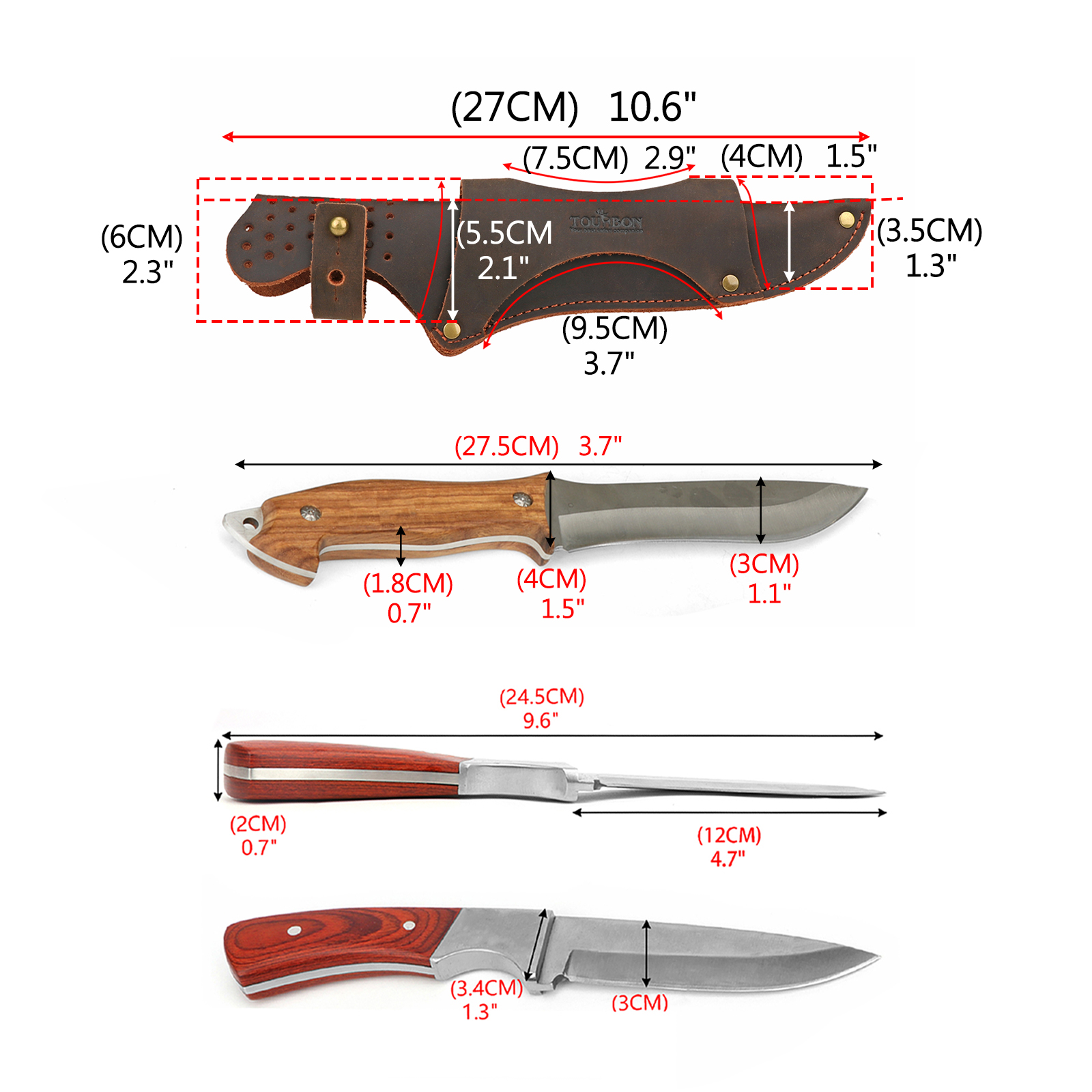 Tourbon Leather Tool Fixed Bla - Bushcraft Knife Fixed บทวิจารณ์และราคา