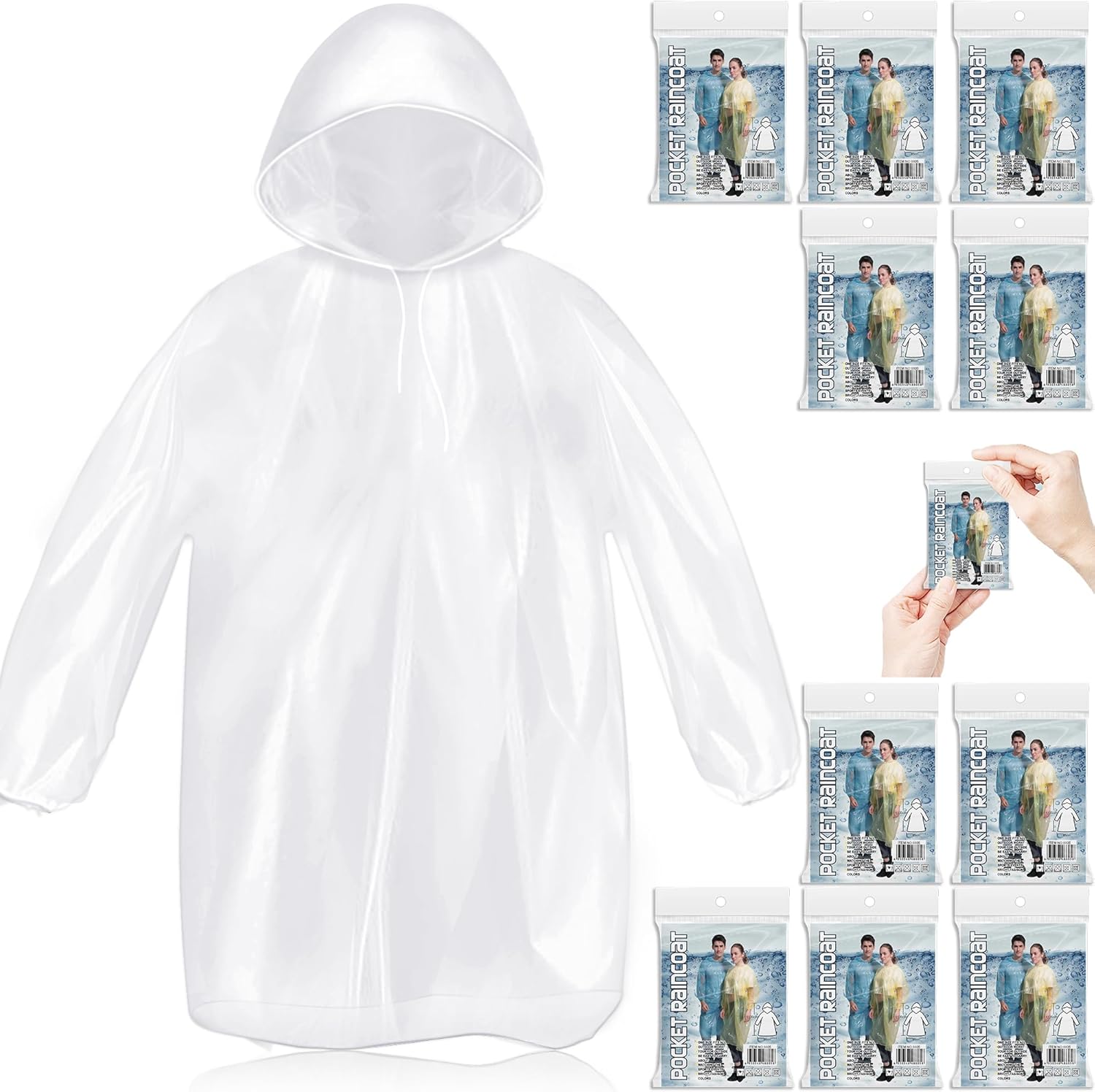 10 Pack Disposable Rain Poncho - Emergency Poncho Rain บทวิจารณ์และราคา