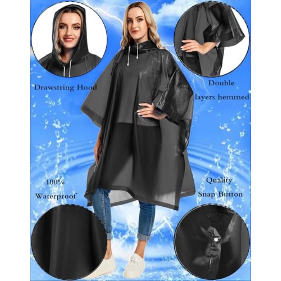 2 Pack Rain Ponchos for Adults - Emergency Poncho Rain บทวิจารณ์และราคา