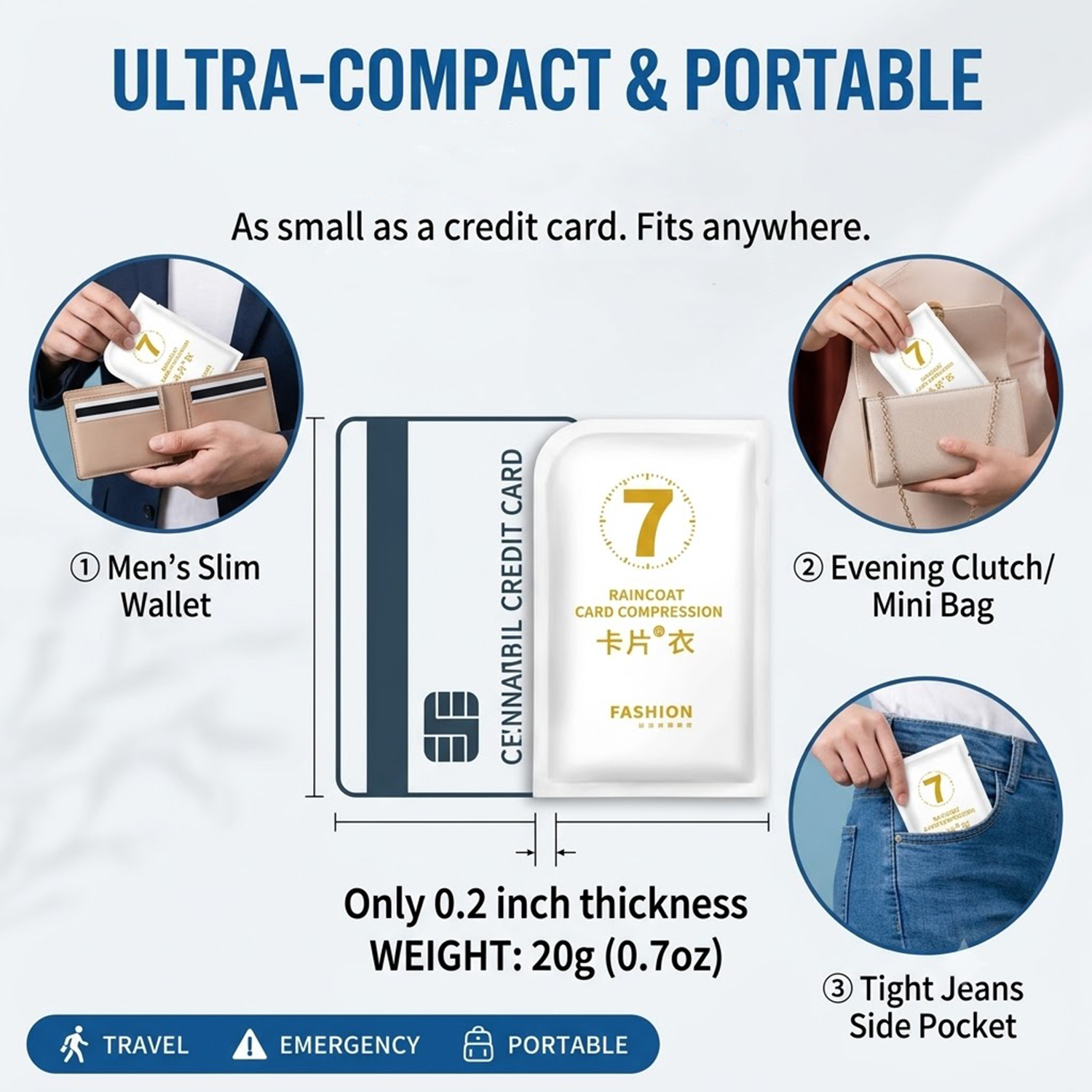 Unisex Portable Card Disposabl - Emergency Poncho Rain บทวิจารณ์และราคา