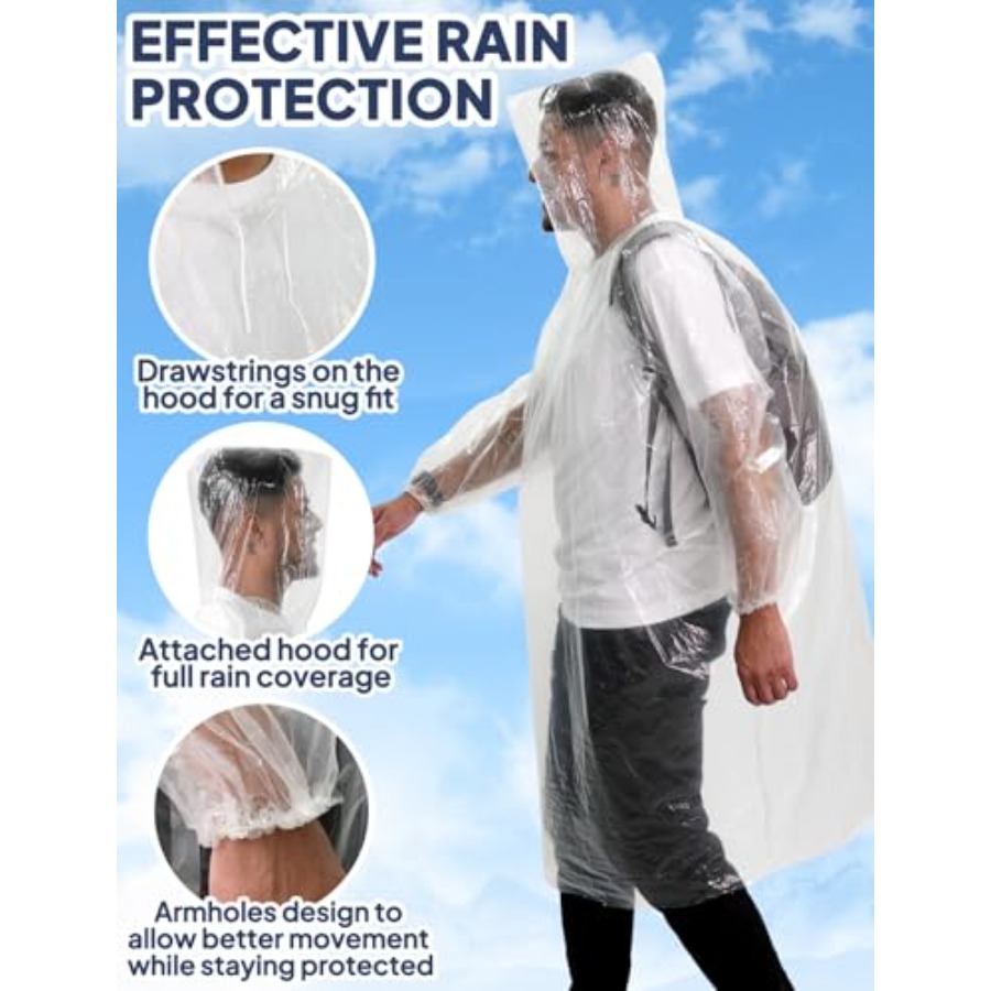 ANYOO Disposable Rain Poncho f - Emergency Poncho Rain บทวิจารณ์และราคา