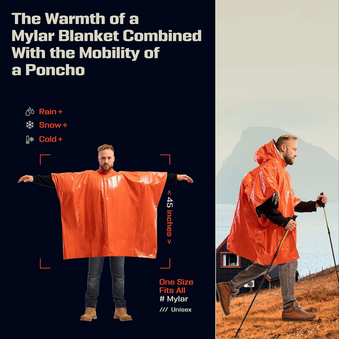 Emergency Rain Poncho with Hoo - Emergency Mylar Tent บทวิจารณ์และราคา